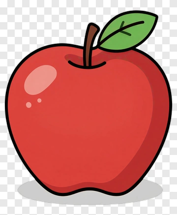Red Apple With Green Leaf PNG