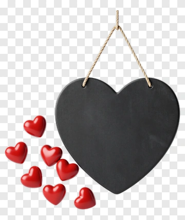 Heart Chalkboard Hanging With Red Hearts PNG