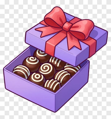 Purple Chocolate Gift Box With Red Bow PNG
