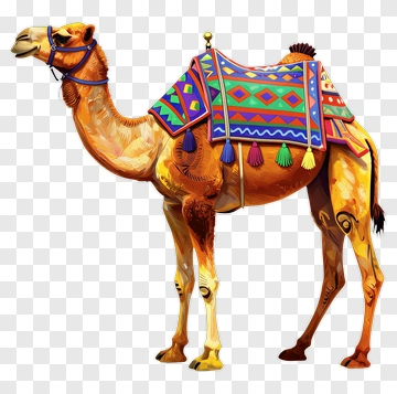 Decorated Camel With Colorful Saddle PNG