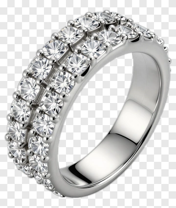 Diamond Ring With Double Row Of Stones PNG