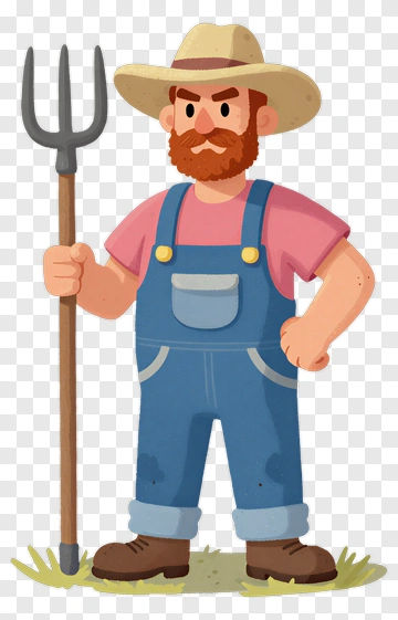 Bearded Farmer With Fork PNG