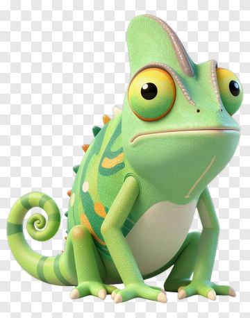Green Chameleon With Orange Accents PNG