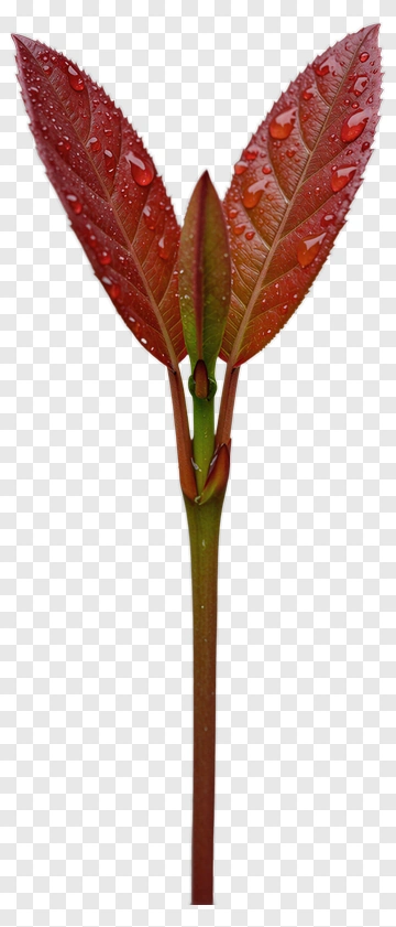 Red Leaf With Dew Drops PNG