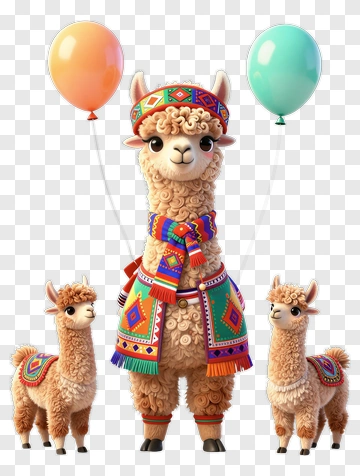 Festive Llama With Balloons PNG