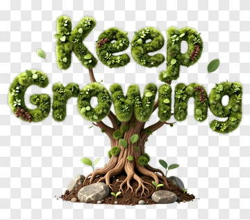 Keep Growing Tree Motivational Phrase PNG
