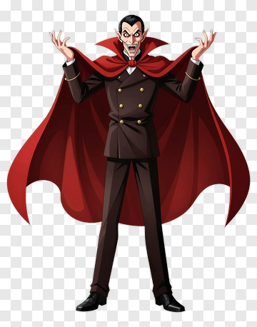 Vampire Character In Red Cape PNG
