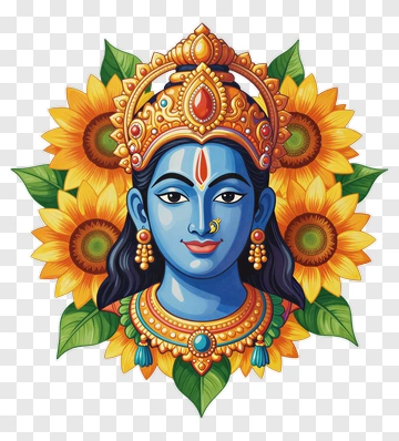 Blue Goddess With Sunflowers PNG