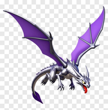 Silver Dragon With Purple Wings PNG