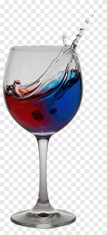 Red And Blue Liquid Splash In Wine Glass PNG