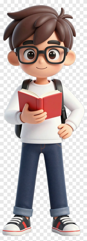 Cartoon Student Reading A Book PNG