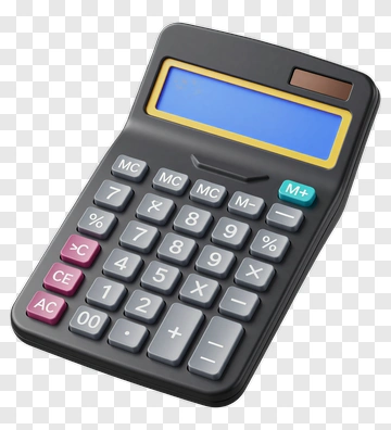 Black Calculator With Blue Display PNG