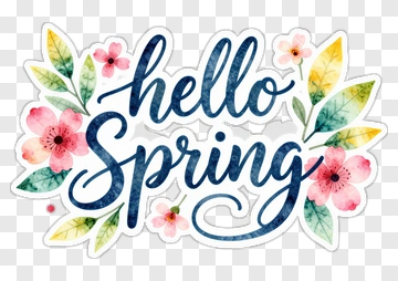 Hello Spring Watercolor Design PNG