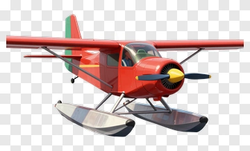 Red Seaplane With Propeller And Floats PNG