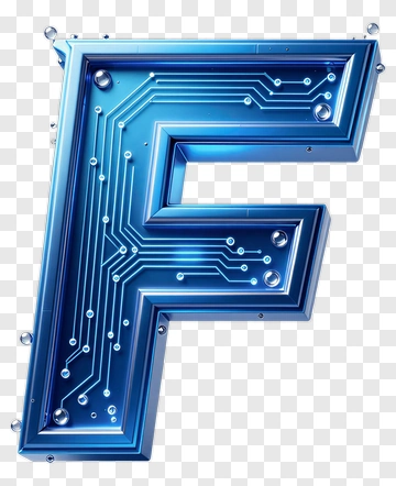Blue Letter F With Circuit Board Design PNG