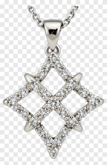Diamond Pendant With Silver Chain PNG