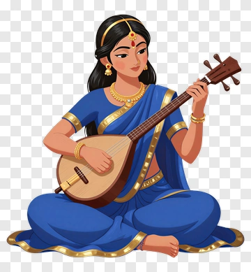 Indian Woman Playing Sitar PNG