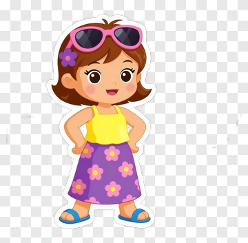 Cartoon Girl Wearing Sunglasses And Flower Skirt PNG
