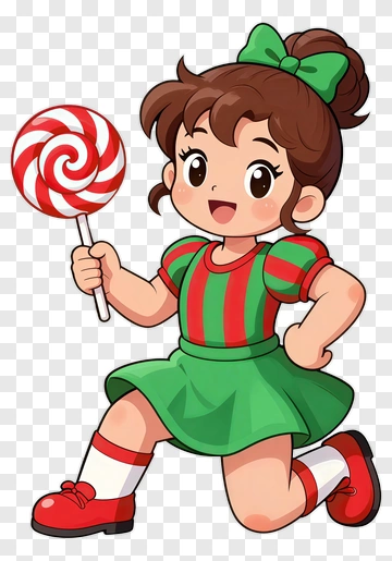 Happy Girl Holding Lollipop PNG