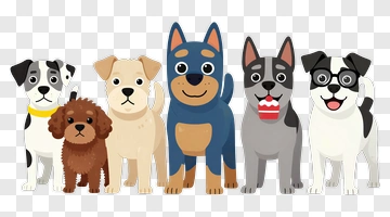 Cartoon Dogs Group PNG