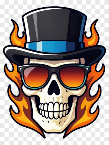Skull In Top Hat And Sunglasses PNG