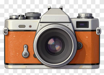 Retro Camera With Orange Body PNG