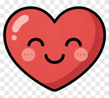 Cute Cartoon Heart With Smiling Face PNG