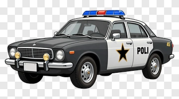 Black And White Police Car PNG