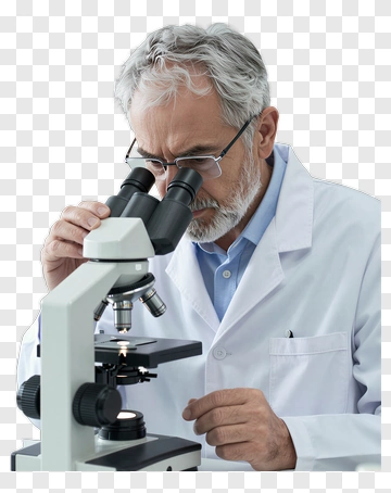Scientist Examining Sample Through Microscope PNG