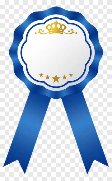 Blue Ribbon With Gold Crown And Stars PNG