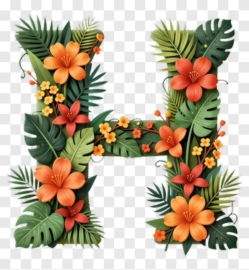 Tropical Floral Letter H PNG