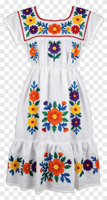 Colorful Embroidered Traditional Dress PNG