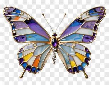 Stained Glass Butterfly Brooch PNG