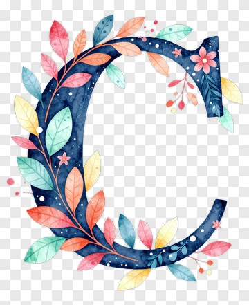 Watercolor Floral Letter C PNG