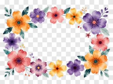 Watercolor Flower Frame PNG