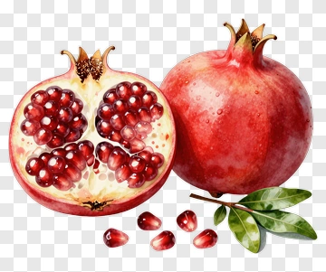 Pomegranate Fruit With Seeds And Leaf PNG