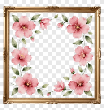 Pink Flower Frame Design PNG