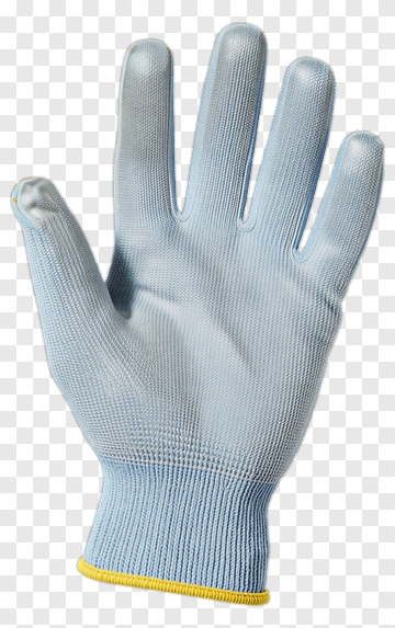 Blue Work Glove With Yellow Trim PNG
