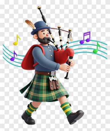 Bagpiper Playing Music PNG