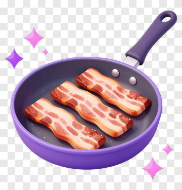 Bacon In A Purple Frying Pan PNG
