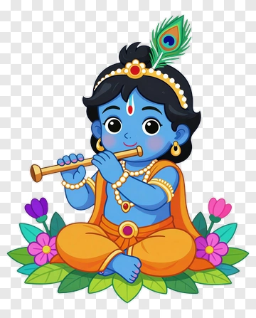 Blue Krishna Playing Flute PNG