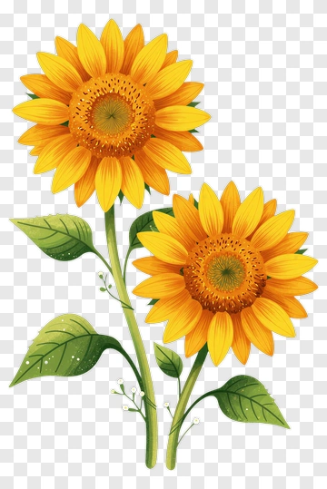 Two Sunflowers Blooming PNG