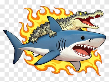 Shark And Alligator With Fire PNG