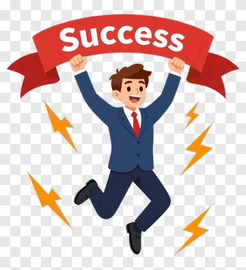 Man Holding Success Ribbon PNG
