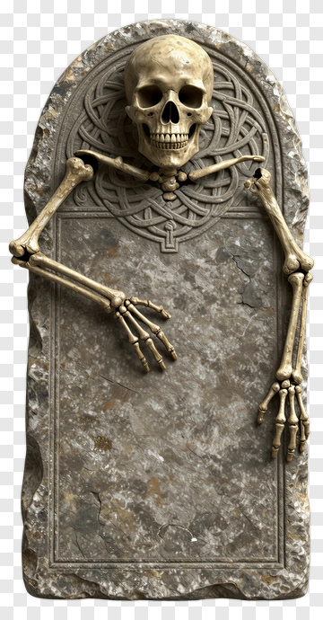 Skeleton Emerging From Gravestone PNG