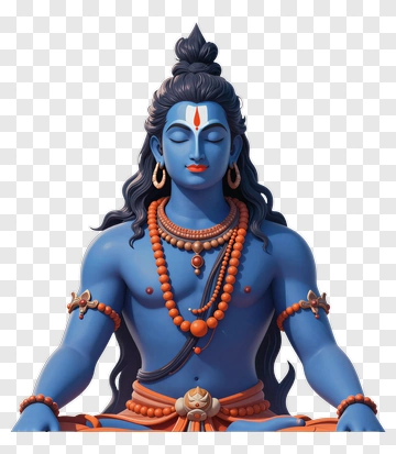 Blue Deity With Orange Adornments PNG