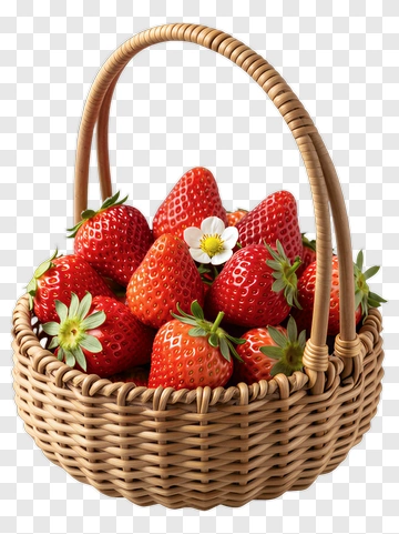 Strawberries In A Wicker Basket PNG