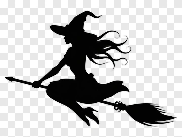 Witch Riding Broom PNG