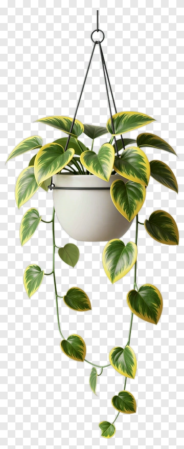 Hanging Plant With Variegated Leaves PNG