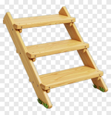 Wooden Ladder With Grass Details PNG